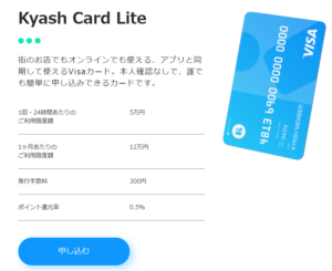 Kyashカードliteの説明画像